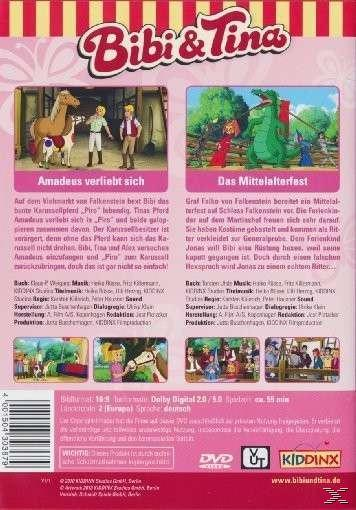 DVD-Cover, Bibi & Tina-Cartoon. Pferde, Kinder und Text über die Geschichte.