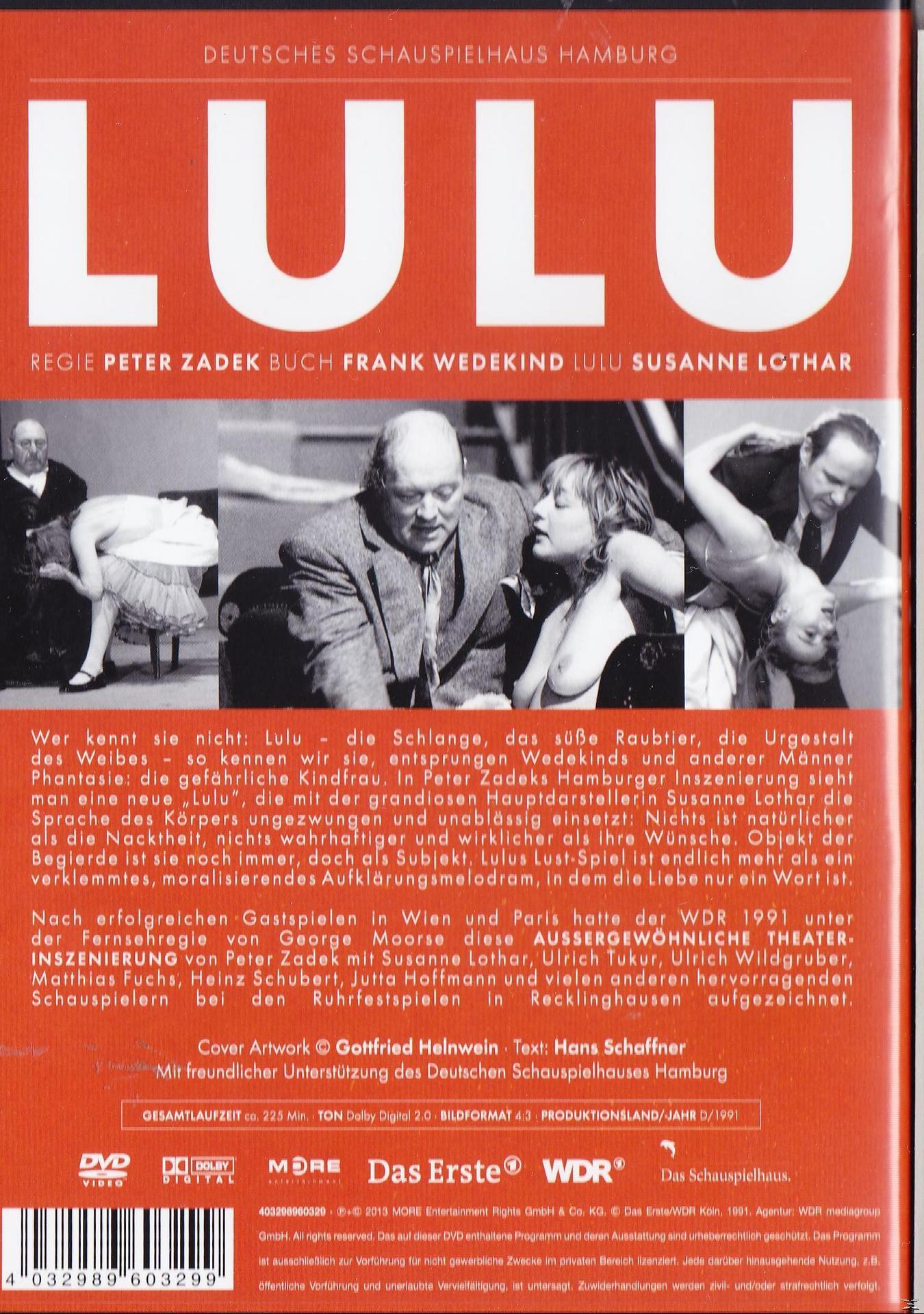 DVD-Cover: Deutsches Schauspielhaus Hamburg präsentiert Lulu. Szene mit Schauspielern und Text.