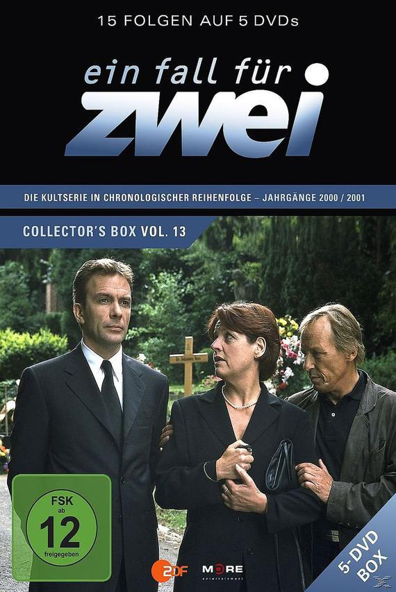 DVD-Cover von 'Ein Fall für Zwei'. Drei Personen stehen vor einem Friedhof. Grünes Altersfreigabe-Logo.