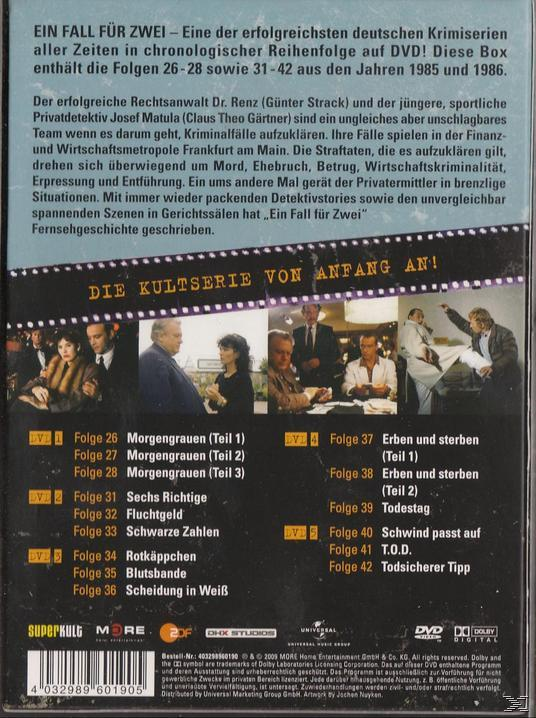 DVD-Hülle mit Text und Bildern zur deutschen Krimiserie Ein Fall für Zwei.
