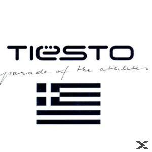 Album borító: Tiësto, Parade of the Athletes, a görög zászlóval és logóval.