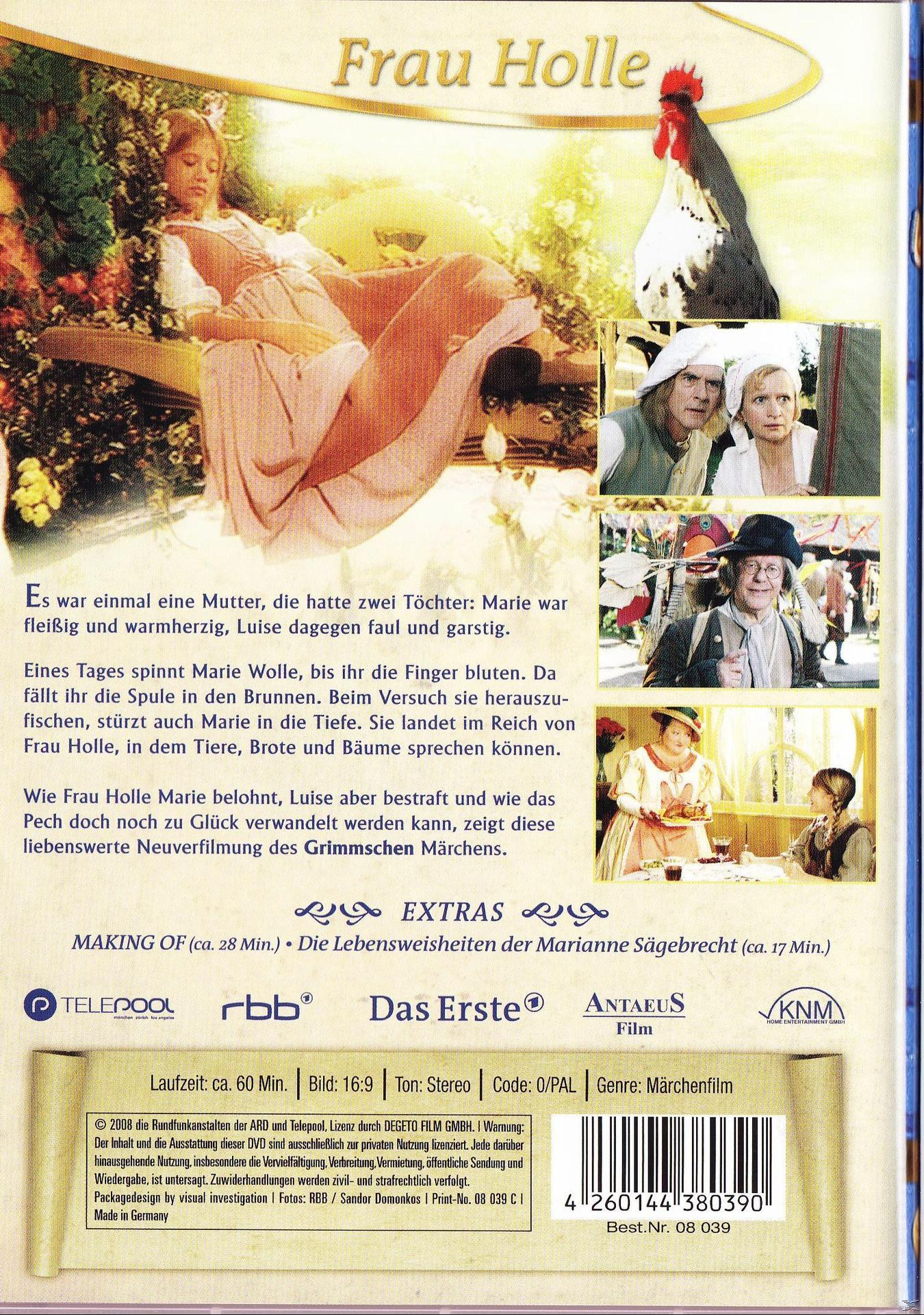 DVD-Rückseite mit Details eines Films und Bildern von Personen und einem Hahn.