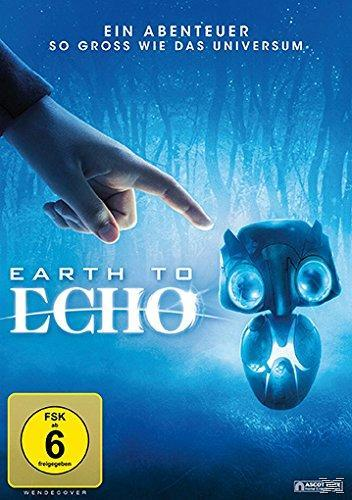 Earth to Echo DVD-Cover. Eine Hand berührt eine roboterartige Kreatur auf blauem Grund.