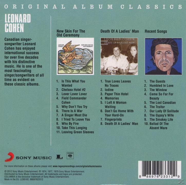Album borítója, 'Leonard Cohen' szöveggel. Dalszövegeket és Cohen képeket tartalmaz.
