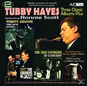 Albumcover mit mehreren Bildern. Jazzkünstler Tubby Hayes, Ronnie Scott. "Three Classic Albums Plus".