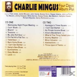 Albumcover mit Titelliste. Das Album heißt 'Four Classic Albums Plus' von Charlie Mingus.