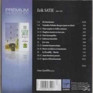 Ein CD-Cover mit einem Gemälde und Text des Künstlers Erik Satie und seinen Werken.