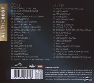 CD-Cover mit Titellisten. Titel ist All The Best. Schwarzer Hintergrund mit weißem Text.