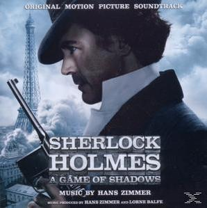 Sherlock Holmes filmplakát férfival és Eiffel-toronnyal.