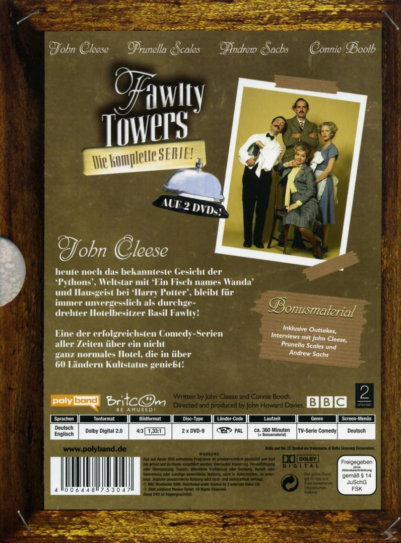 DVD-Rückseite. John Cleese, Prunella Scales und Andrew Sachs sind abgebildet.