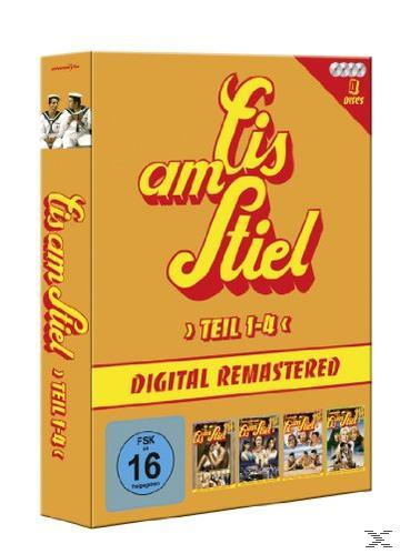 DVD-Box-Set. Gelber Einband mit Titel „Eis am Stiel“, Bildern und Bewertung.
