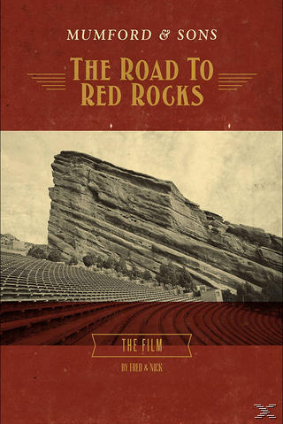 Filmplakat: Rote Felsformation, roter und brauner Text auf rotem Hintergrund: Mumford & Sons.