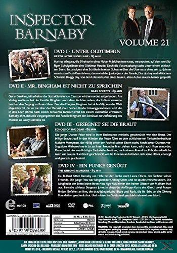 DVD-Cover: Inspector Barnaby Volume 21. Text und Bilder der Episoden der Serie sind abgebildet.