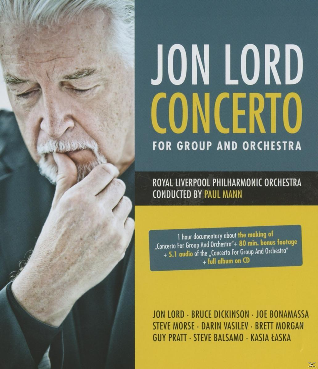 Albumcover: Jon Lord, Text 'Concerto', 'Royal Liverpool Philharmonic Orchestra'. Gelb-blaues Design.