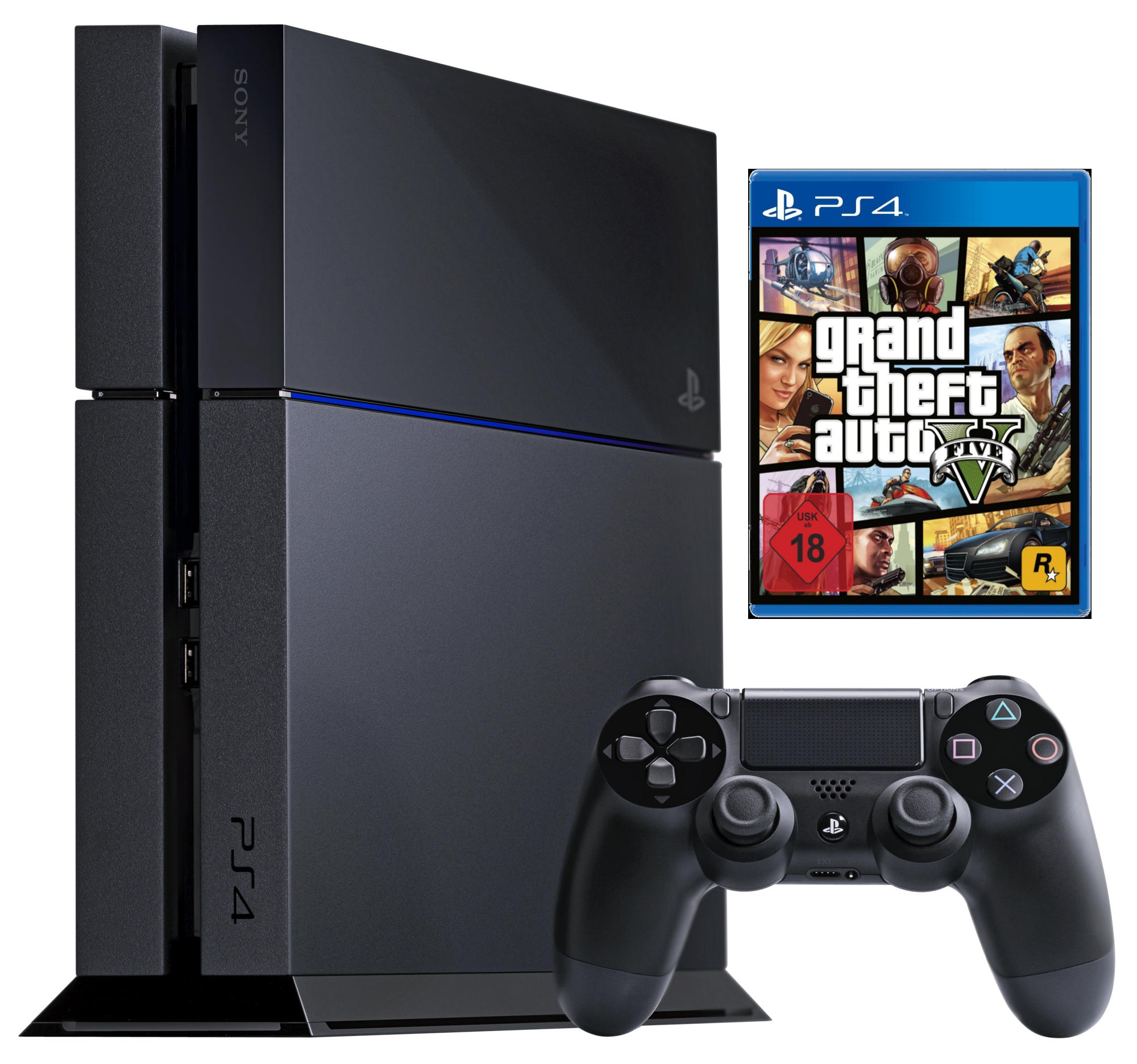 SONY PS4 Konsole 500GB Schwarz inkl. Grand Theft Auto 5