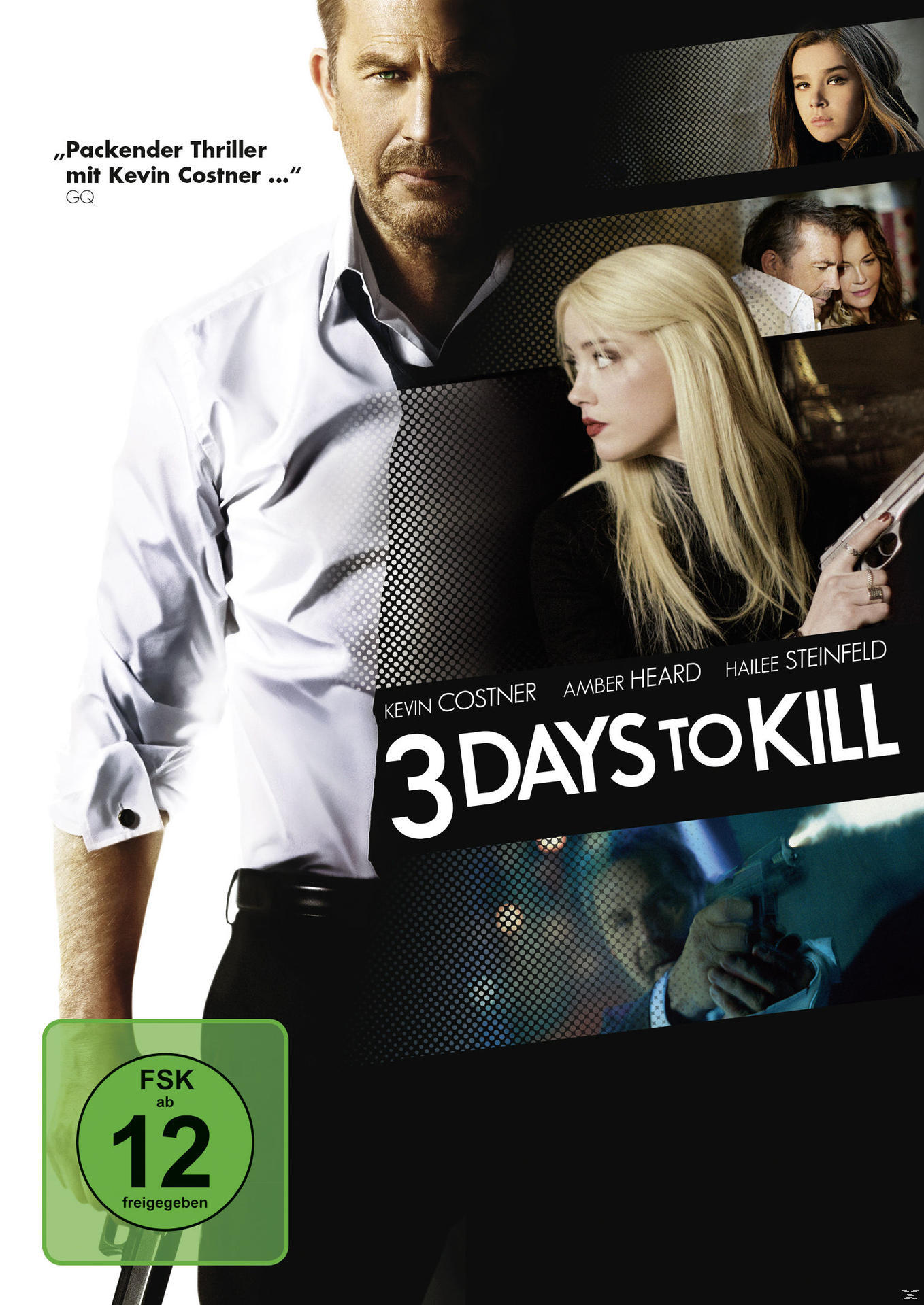 Filmposter mit Kevin Costner. Er trägt ein weißes Hemd, mit einer Waffe im Hintergrund. Amber Heard ist ebenfalls zu sehen.