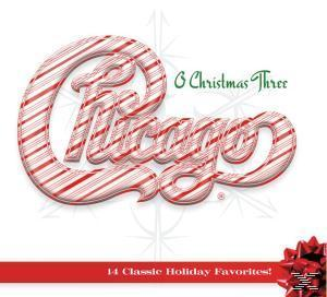 Albumcover mit 'Chicago' in einem Schriftstil wie Zuckerstangen und dem Text 'Christmas Three'.