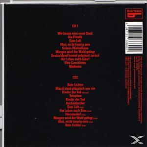 Ein CD-Cover in Rot und Schwarz mit einer Liste von Titeln in Rot.