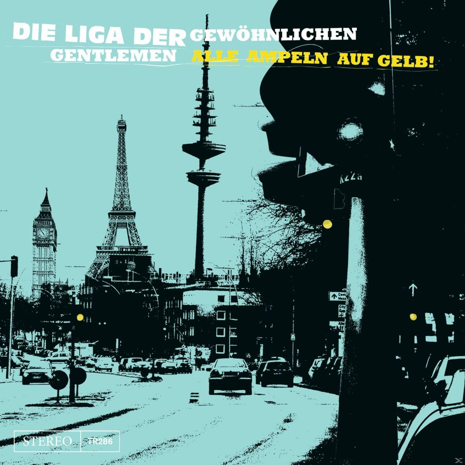 Albumcover mit einer Stadtszene mit berühmten Wahrzeichen. Der Text lautet 'Die Liga der gewöhnlichen Gentlemen'.