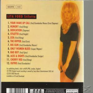 Albumcover von Lita Ford. Blonde Frau in einem schwarzen Kleid. Albumtracks sind auf der linken Seite aufgeführt.