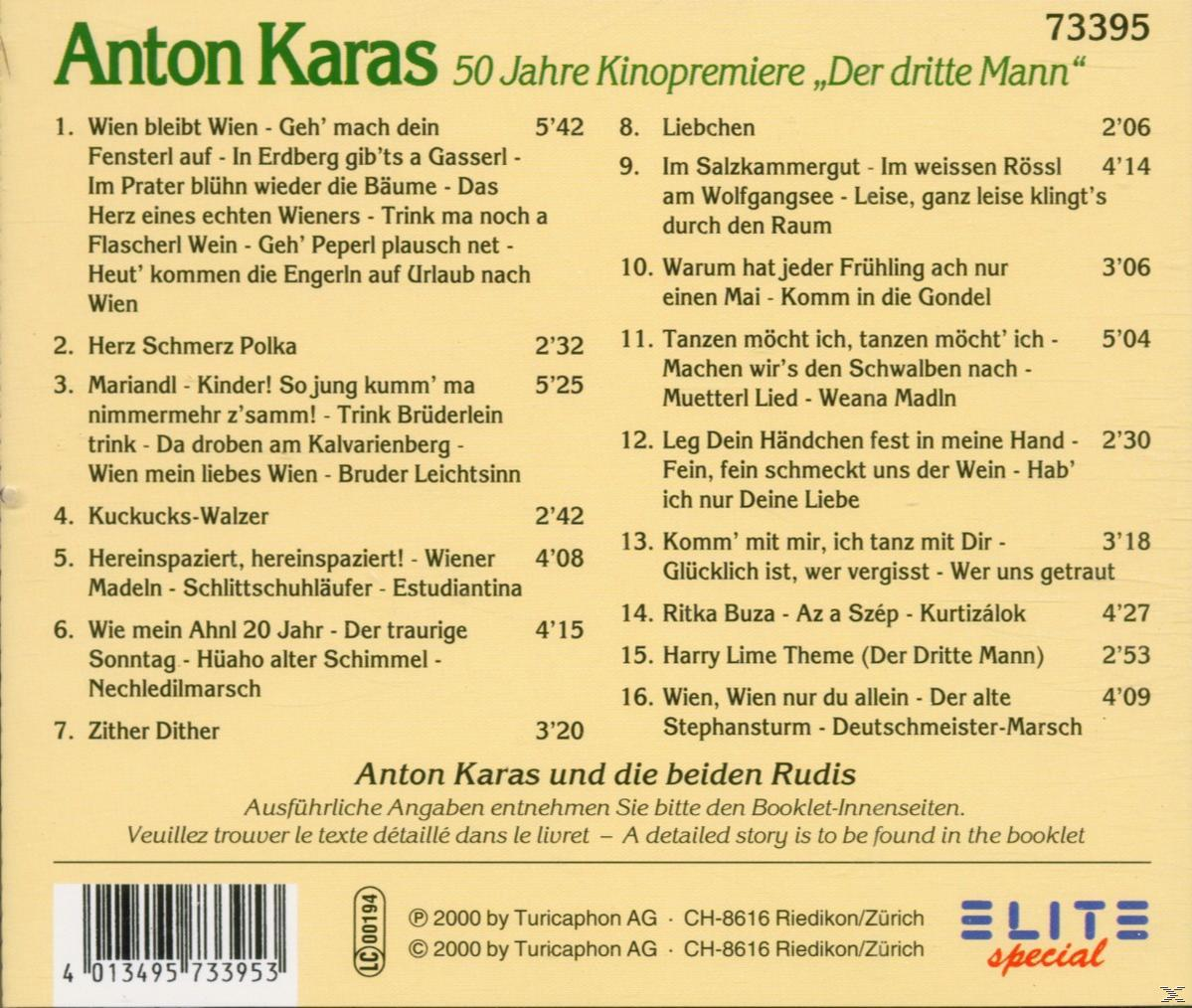 CD-Rückseite mit Titelliste. Titel: Anton Karas. Text auf Deutsch.