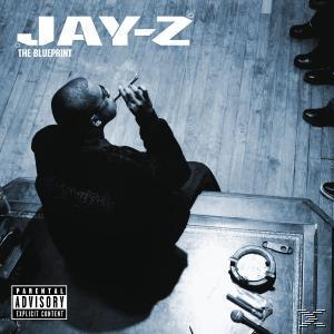 Jay-Z Albumcover. Schwarz-Weiß-Foto von Jay-Z in einem Raum, der eine Zigarre raucht.