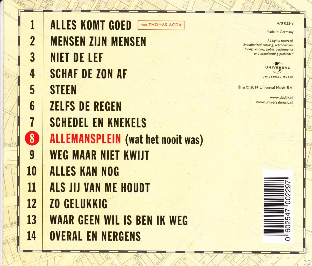 CD-hoes met een kaart en een tracklist. Tekst in het Nederlands.