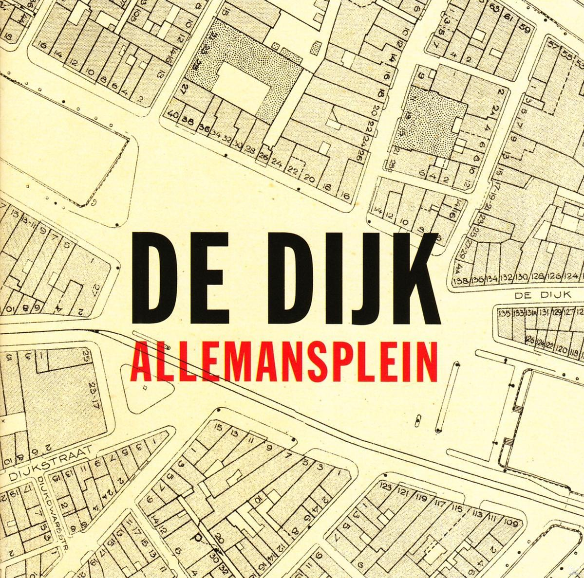 Albumhoes. Een kaart met de tekst: DE DIJK ALLEMANSPLEIN.
