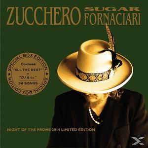Albumcover mit einem Mann mit Hut, Zucchero Fornaciari, mit Text und einer Sonderausgabe.
