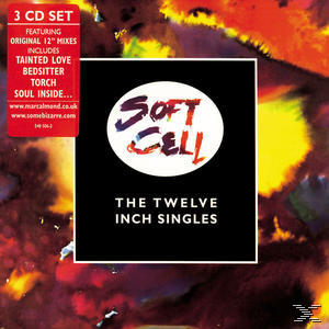 Albumcover von Soft Cell's 'The Twelve Inch Singles'. Mit Bandlogo, schwarzem Quadrat und rotem Text.