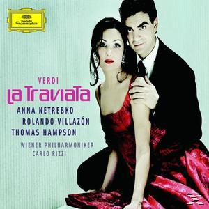 Albumcover von Verdis La Traviata. Zeigt einen Mann, eine Frau und Text.