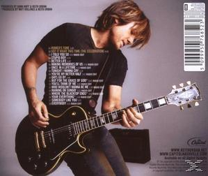 Rückseite eines Albums. Ein Mann spielt Gitarre, mit Titelliste und Albumdetails links.