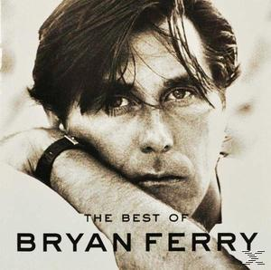 Albumcover. Ein Schwarzweißfoto des Gesichts eines Mannes, der nach unten schaut. Text: "The Best of Bryan Ferry".