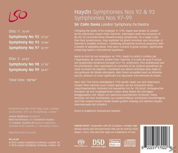 Lso Davis - Sinfonien 92 & 93, 97-99  - (SACD Hybrid)
