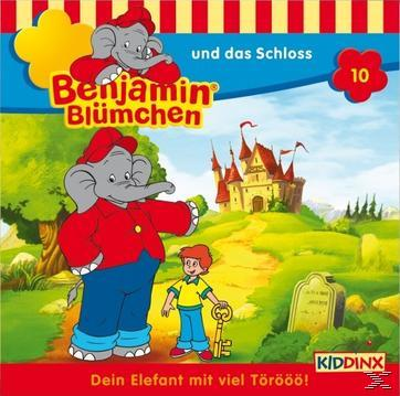 Buchcover mit einem Elefanten und einem Jungen in einer Schlosskulisse. Text auf Deutsch.
