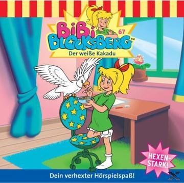 Bibi Blocksberg Cover. Ein Mädchen mit Papagei, auf einem Sternstuhl sitzend.