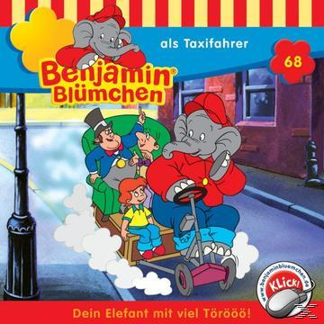Cartoon-Cover. Elefant fährt einen Wagen, andere Charaktere. Text: Benjamin Blümchen, als Taxifahrer, 68.