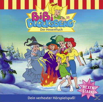 Bibi Blocksberg Cartoon-Cover. Hexen und Bibi in einer verschneiten Szene. Text: Der Hexenfluch.