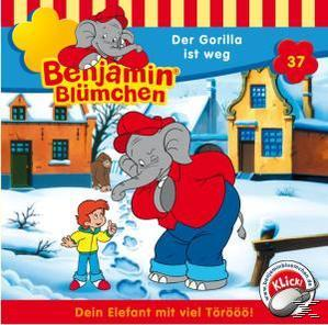 Kinderbuchcover: Elefant, Junge, Gebäude, Text: Benjamin Blümchen, Der Gorilla ist weg.