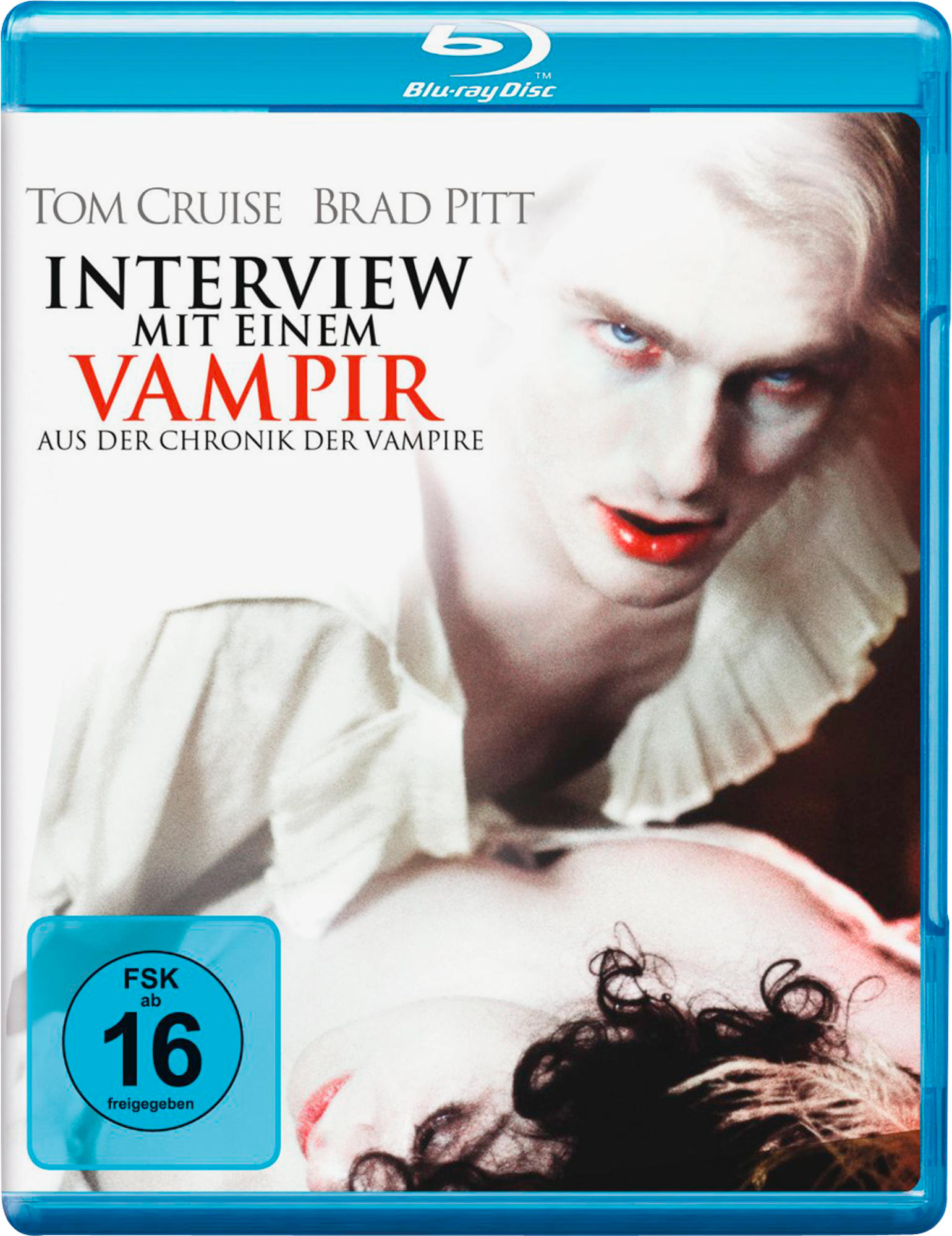 Filmcover: Tom Cruise und Brad Pitt mit Vampirgesicht. Blu-ray Disc.