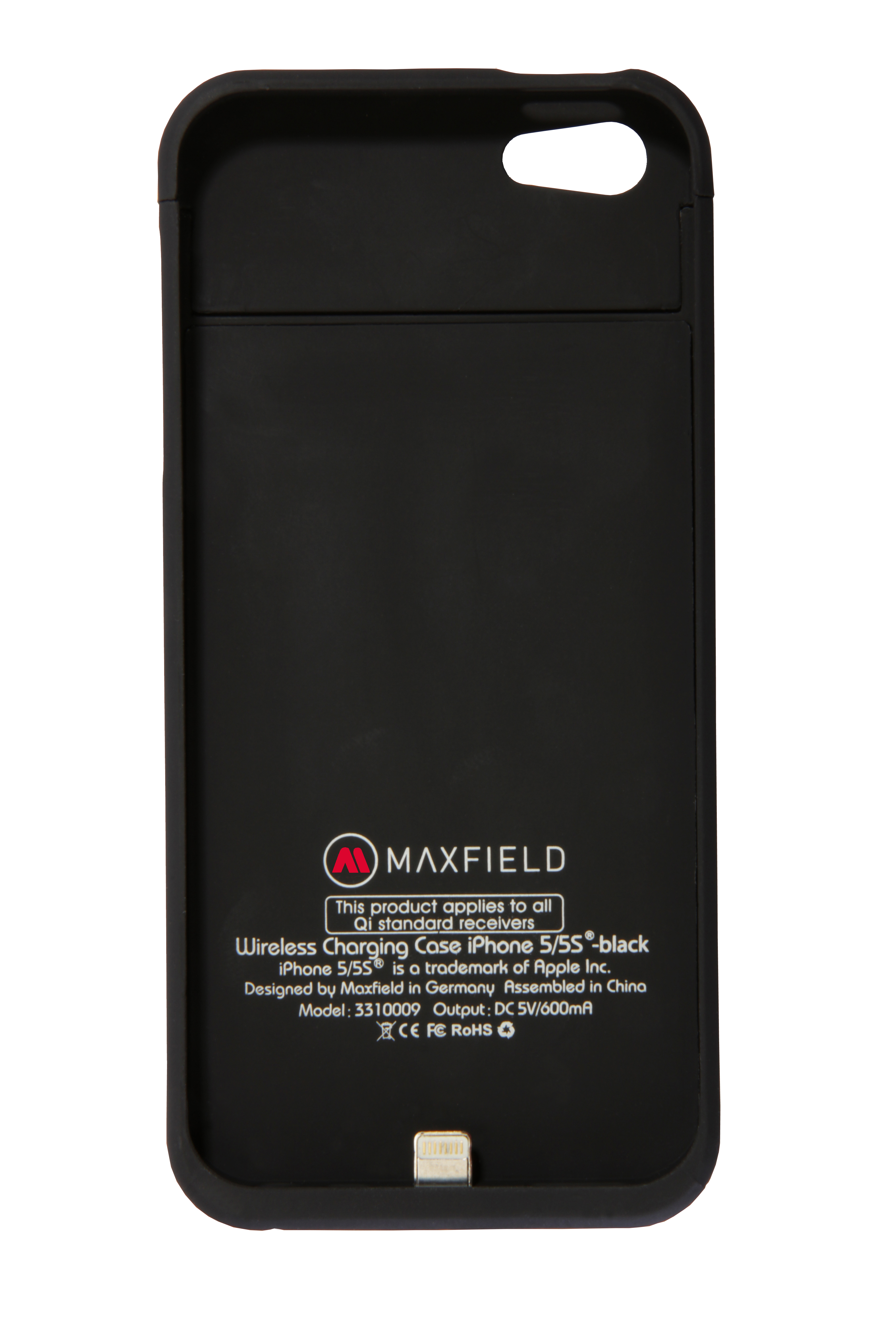 MAXFIELD Wireless Charging Case, Backcover, Apple, iPhone 5, iPhone 5s, Schwarz