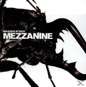 Albumcover mit schwarzer Insektensilhouette und dem Titel 'MEZZANINE'.