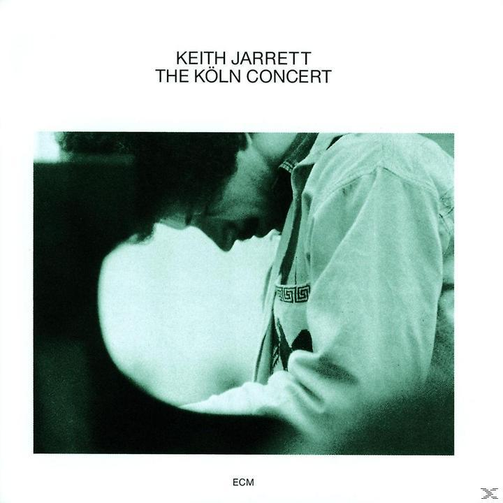 Albumcover mit einem Mann, der mit gesenktem Kopf Klavier spielt. Der Titel lautet 'The Köln Concert' von Keith Jarrett.