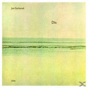 Album borító: Jan Garbarek 'Dis', tájkép vízszintes zöld vonalakkal, világos háttér.