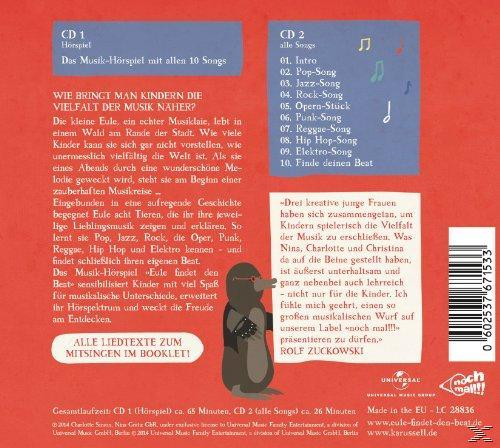 Rückseite einer CD-Hülle mit Text und einer Illustration.