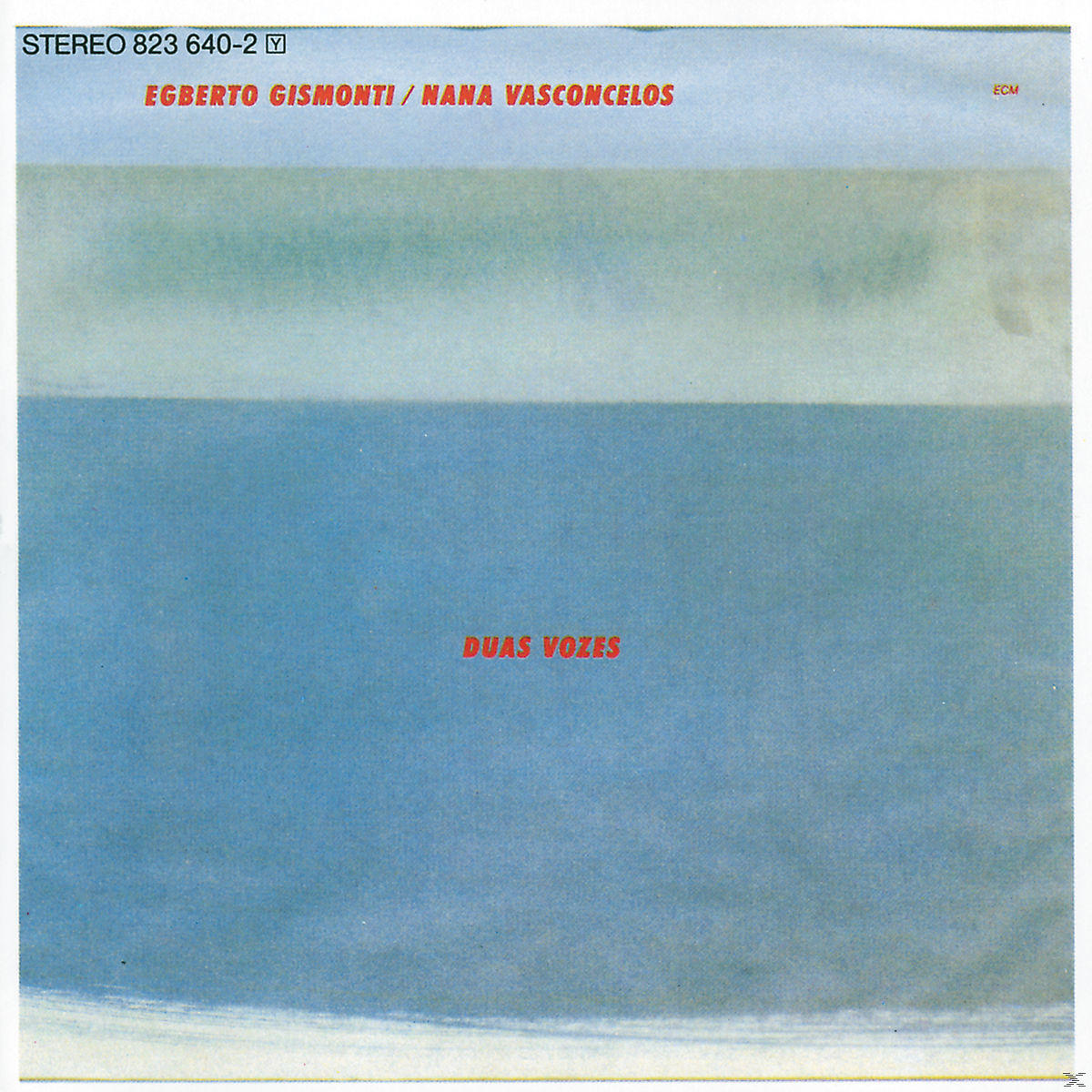 Albumcover mit einem blauen und weißen abstrakten Bild. Der Titel lautet 'Duas Vozes'.