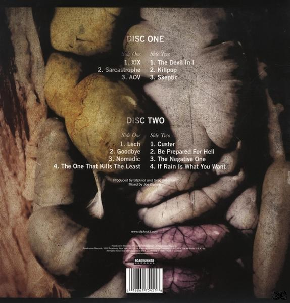 Albumcover mit Nahaufnahme von inneren Organen. Tracklisten befinden sich auf der linken und rechten Seite des Covers.