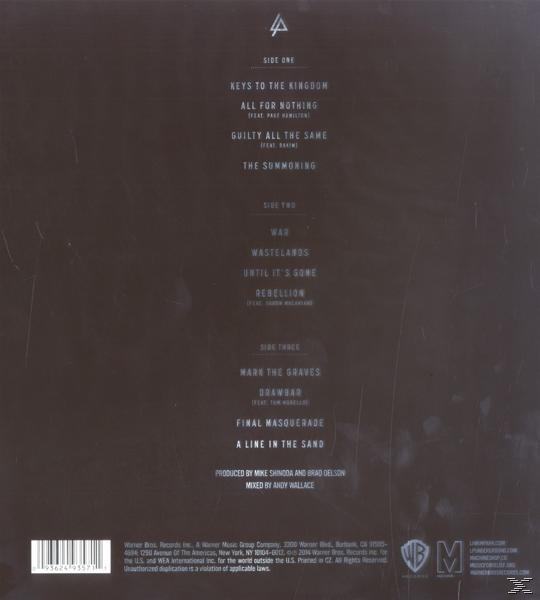Album hátlap: Szöveg a dalcímekkel: 'Keys to the Kingdom', 'All for Nothing', stb. Sötét háttér stáblistával.
