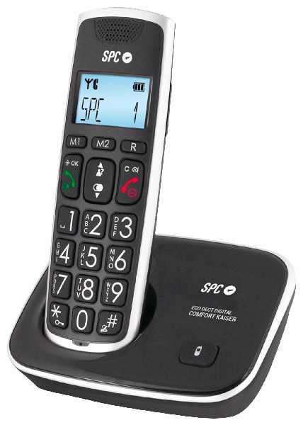 Spc Comfort Color negro teclas y digitos grandes compatible agenda 20 nombres manos libres dect telecom 7608n 1 telefono confort tel�fono inal�mbrico para mayores volumen alto kaisser contactos fijo sin 7608