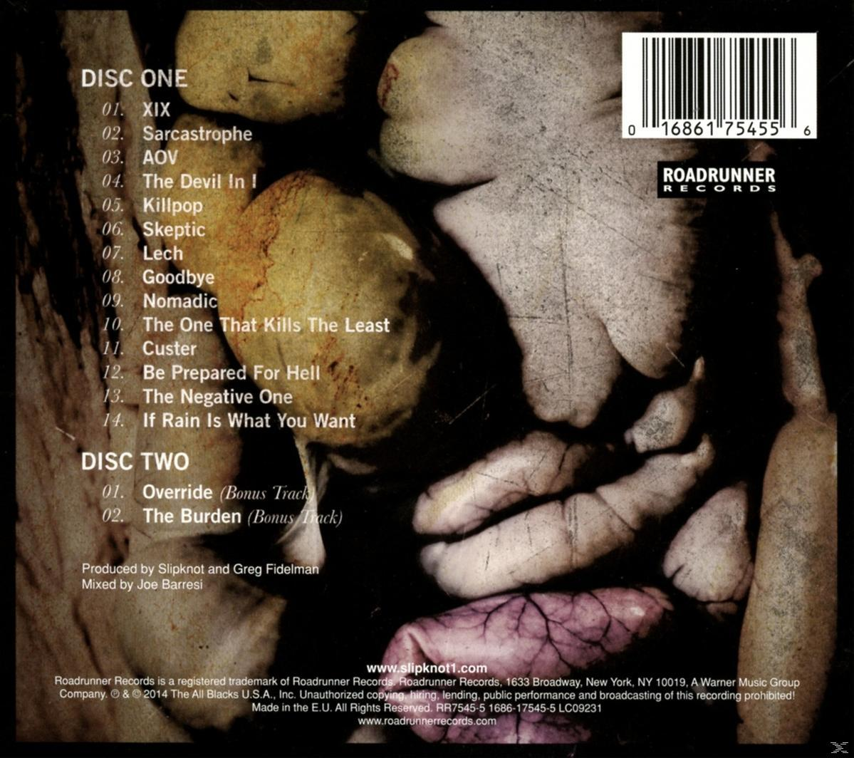 CD-Cover mit der Titelliste der Band und abstraktem Kunsthintergrund.